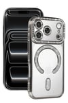 Mey İthalat®   iPhone 17 Pro Joke Simli Magneticsafe Kılıf - Gümüş