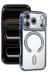 Mey İthalat®   iPhone 17 Pro Max Joke Simli Magneticsafe Kılıf - Mavi