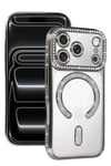 Mey İthalat®   iPhone 17 Pro Max Joke Simli Magneticsafe Kılıf - Gümüş