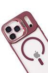 Mey İthalat®   iPhone 17 Pro Max Remim Lensli Magsafe Standlı Kapak - Bordo