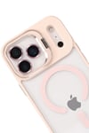 Mey İthalat®   iPhone 17 Pro Max Remim Lensli Magsafe Standlı Kapak - Pembe