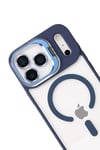 Mey İthalat®   iPhone 17 Pro Max Remim Lensli Magsafe Standlı Kapak - Lacivert