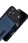 Mey İthalat®   iPhone 17 Pro Max Sara Kartvizitli Deri Kılıf - Lacivert