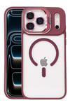 Mey İthalat®   iPhone 17 Pro Remim Lensli Magsafe Standlı Kapak - Bordo