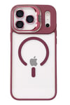 Mey İthalat®   iPhone 17 Pro Remim Lensli Magsafe Standlı Kapak - Bordo