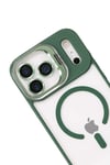 Mey İthalat®   iPhone 17 Pro Remim Lensli Magsafe Standlı Kapak - Koyu Yeşil