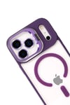 Mey İthalat®   iPhone 17 Pro Remim Lensli Magsafe Standlı Kapak - Derin Mor
