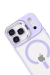 Mey İthalat®   iPhone 17 Pro Remim Lensli Magsafe Standlı Kapak - Lila