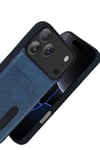 Mey İthalat®   iPhone 17 Pro Sara Kartvizitli Deri Kılıf - Lacivert