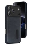 Mey İthalat®   iPhone 17 Pro Sara Kartvizitli Deri Kılıf - Siyah
