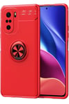 Mey İthalat®   Poco F3 Kılıf Range Yüzüklü Silikon - Kırmızı