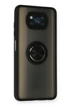 Mey İthalat®   Pocophone X3 Kılıf Montreal Yüzüklü Silikon Kapak - Siyah