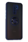 Mey İthalat®   Redmi 9 Kılıf Montreal Yüzüklü Silikon Kapak - Lacivert