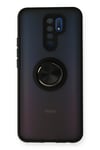 Mey İthalat®   Redmi 9 Kılıf Montreal Yüzüklü Silikon Kapak - Siyah