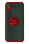 Mey İthalat®   Redmi 9A Kılıf Montreal Yüzüklü Silikon Kapak - Kırmızı