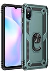 Mey İthalat®   Redmi 9A Kılıf Sofya Yüzüklü Silikon Kapak - Yeşil
