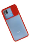 Mey İthalat®   Redmi 9C Kılıf Palm Buzlu Kamera Sürgülü Silikon - Kırmızı