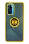 Mey İthalat®   Redmi K40 Kılıf Montreal Yüzüklü Silikon Kapak - Sarı