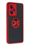 Mey İthalat®   Redmi Note 12 5G Kılıf Montreal Yüzüklü Silikon Kapak - Kırmızı