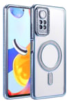 Mey İthalat®   Redmi Note 12 Pro 4G Joke Simli Magneticsafe Kılıf - Mavi