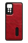Mey İthalat®   Redmi Note 12 Pro 4G Kılıf Sara Kartvizitli Deri Kılıf - Kırmızı