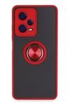 Mey İthalat®   Redmi Note 12 Pro 5G Kılıf Montreal Yüzüklü Silikon Kapak - Kırmızı