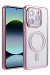 Mey İthalat®   Redmi Note 14 4G Joke Simli Magneticsafe Kılıf - Pembe