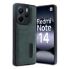 Mey İthalat®   Redmi Note 14 4G Kılıf Sara Kartvizitli Deri Kılıf - Koyu Yeşil