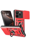 Mey İthalat®   Redmi Note 14 4G Pars Lens Yüzüklü Silikon - Kırmızı