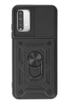 Mey İthalat®   Redmi Note 9 4G Kılıf Pars Lens Yüzüklü Silikon - Siyah