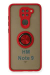 Mey İthalat®   Redmi Note 9 Kılıf Montreal Yüzüklü Silikon Kapak - Kırmızı