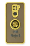Mey İthalat®   Redmi Note 9 Kılıf Montreal Yüzüklü Silikon Kapak - Sarı