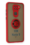Mey İthalat®   Redmi Note 9 Kılıf Montreal Yüzüklü Silikon Kapak - Kırmızı