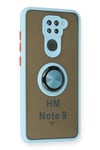 Mey İthalat®   Redmi Note 9 Kılıf Montreal Yüzüklü Silikon Kapak - Buz Mavi