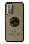 Mey İthalat®  Huawei P Smart 2021 Kılıf Montreal Yüzüklü Silikon Kapak - Siyah