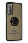 Mey İthalat®  Huawei P Smart 2021 Kılıf Montreal Yüzüklü Silikon Kapak - Siyah