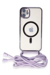 Mey İthalat®  iPhone 11 Kılıf Divo Lazer Askılı Magsafe Kapak - Lila