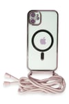 Mey İthalat®  iPhone 11 Kılıf Divo Lazer Askılı Magsafe Kapak - Pembe