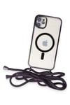 Mey İthalat®  iPhone 11 Kılıf Divo Lazer Askılı Magsafe Kapak - Derin Mor