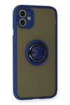 Mey İthalat®  iPhone 11 Kılıf Montreal Yüzüklü Silikon Kapak - Lacivert