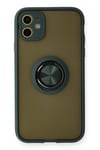 Mey İthalat®  iPhone 11 Kılıf Montreal Yüzüklü Silikon Kapak - Yeşil
