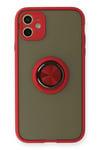 Mey İthalat®  iPhone 11 Kılıf Montreal Yüzüklü Silikon Kapak - Kırmızı