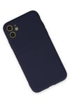 Mey İthalat®  iPhone 11 Kılıf Nano içi Kadife Silikon - Lacivert