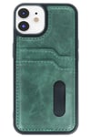 Mey İthalat®  iPhone 11 Kılıf Sara Kartvizitli Deri Kılıf - Koyu Yeşil