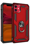 Mey İthalat®  iPhone 11 Kılıf Sofya Yüzüklü Silikon Kapak - Kırmızı