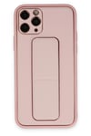 Mey İthalat®  iPhone 11 Pro Kılıf Coco Deri Standlı Kapak - Pembe