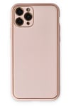 Mey İthalat®  iPhone 11 Pro Kılıf Coco Deri Silikon Kapak - Pudra
