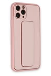 Mey İthalat®  iPhone 11 Pro Kılıf Coco Deri Standlı Kapak - Pembe