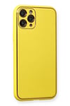 Mey İthalat®  iPhone 11 Pro Kılıf Coco Deri Silikon Kapak - Sarı