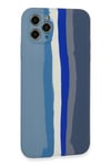 Mey İthalat®  iPhone 11 Pro Kılıf Ebruli Lansman Silikon - Mavi-Gri